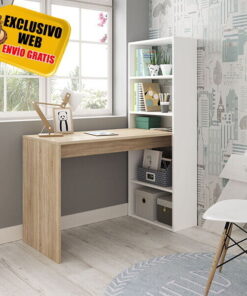 Mesa y Estantería Duplo Blanco Roble