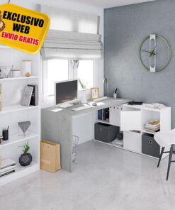 Mesa escritorio adapta plus blanco-cemento