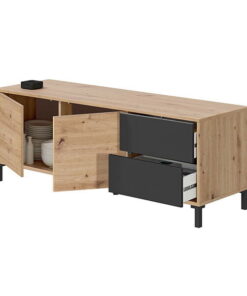 Alternative view of Mueble Bajo Tv Gris Antracita-Roble Brooklyn
