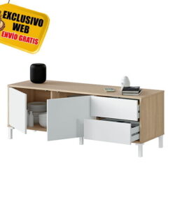 Mueble Bajo Tv Blanco-Roble Brooklyn