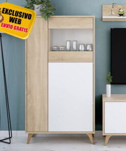 Vitrina 3 puertas blanco Roble Relax