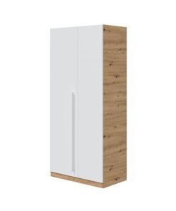 Alternative view of Armario 2 puertas Blanco-Roble Noah