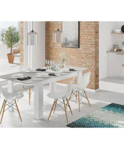 Alternative view of Mesa de comedor extensible Kendra Blanco-Cemento