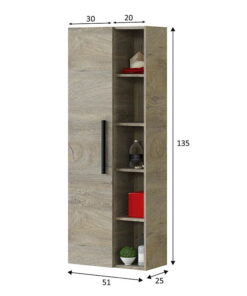 Alternative view of Columna colgar 1 puerta con estantes roble
