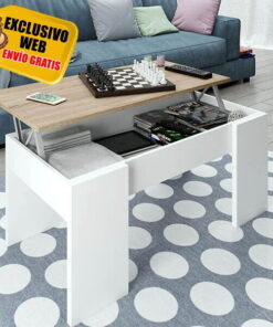 Mesa Centro Elevable Blanco-Roble