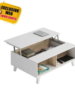 Mesa de centro Elevable Zayken Blanco-Roble