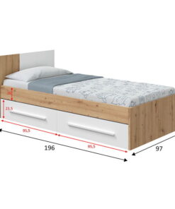 Alternative view of Cama con cabecero y cajones Noah