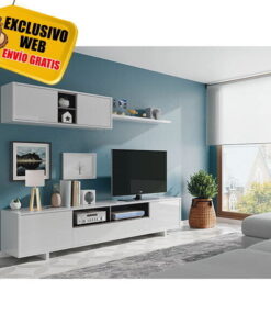 Salón tv Belus Blanco brillo-Antracita