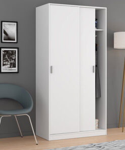 Armario ropero blanco con 2 Puertas Correderas