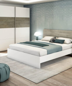Composición muebles dormitorio blanco y roble OIKOS