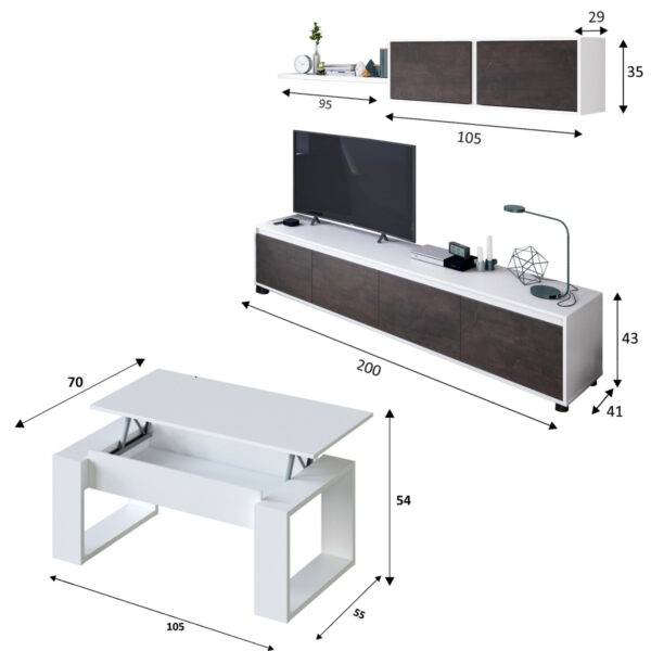 Pack de Salón  Alida Oxido y Mesa Elevable - Imagen 3