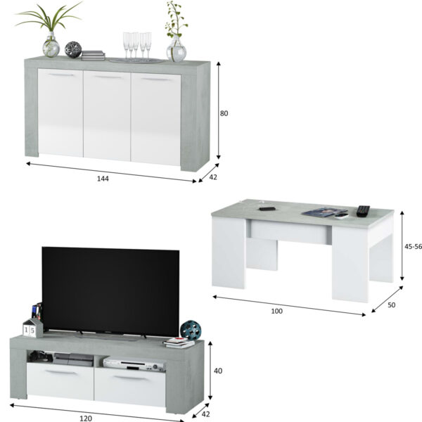 Pack de Salón  Urban Cemento y Blanco Artik - Imagen 6