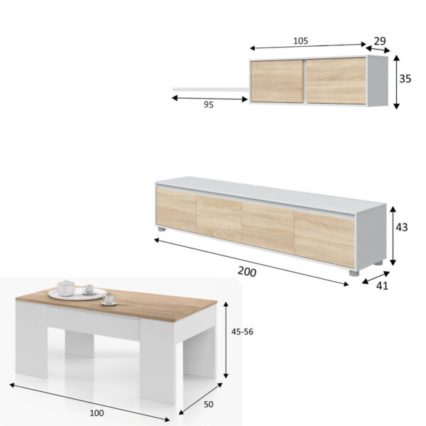 Pack de Salón  Alida Roble y Mesa Elevable - Imagen 3