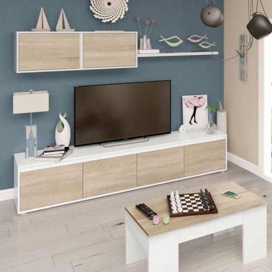 Pack de Salón  Alida Roble y Mesa Elevable