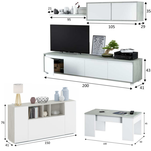 Pack de Salón  Alida Cemento y Blanco Artik - Imagen 4