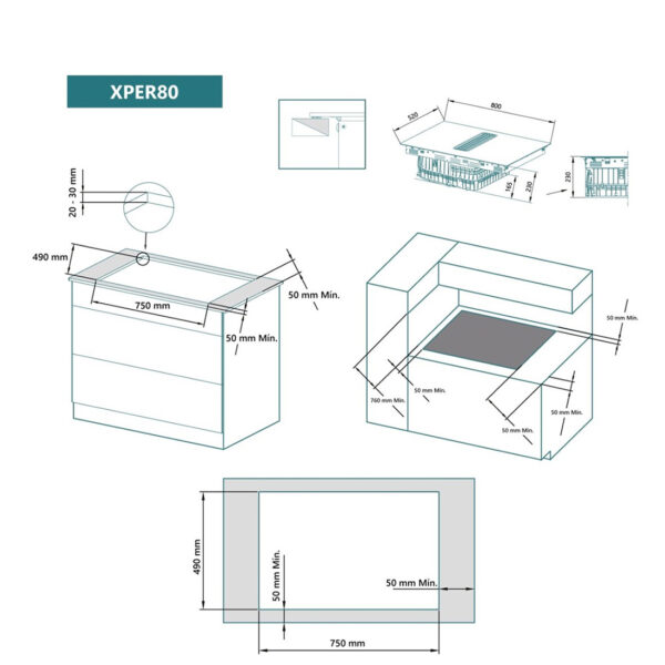 Inducción Johnson 80cm FLEX con Campana Integrada - Imagen 4